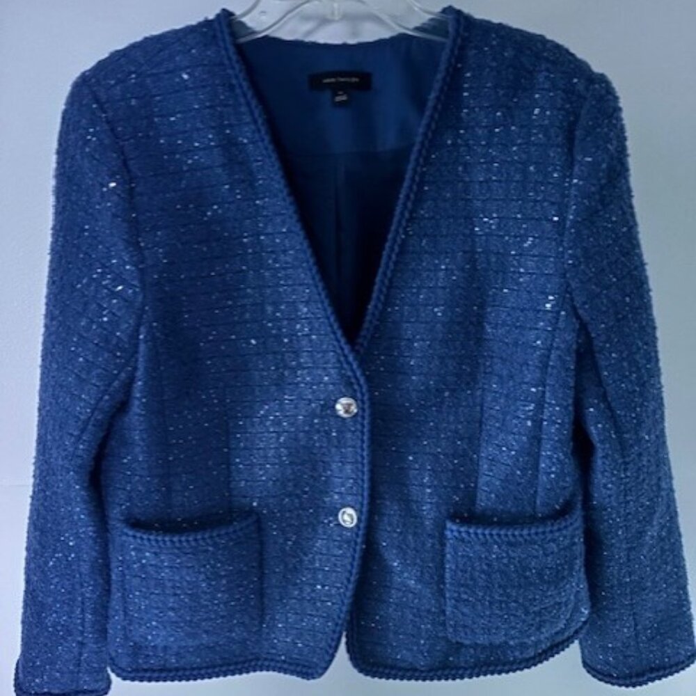 Ann Taylor Blue Textured Jacket